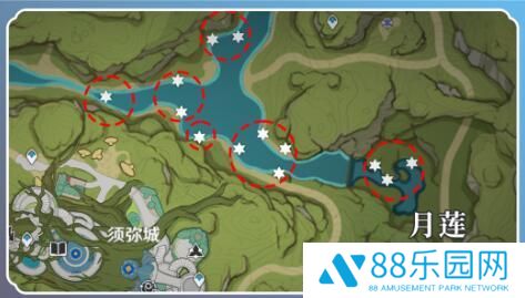 原神月莲采集路线汇总大全 原神月莲快速高效采集路线图
