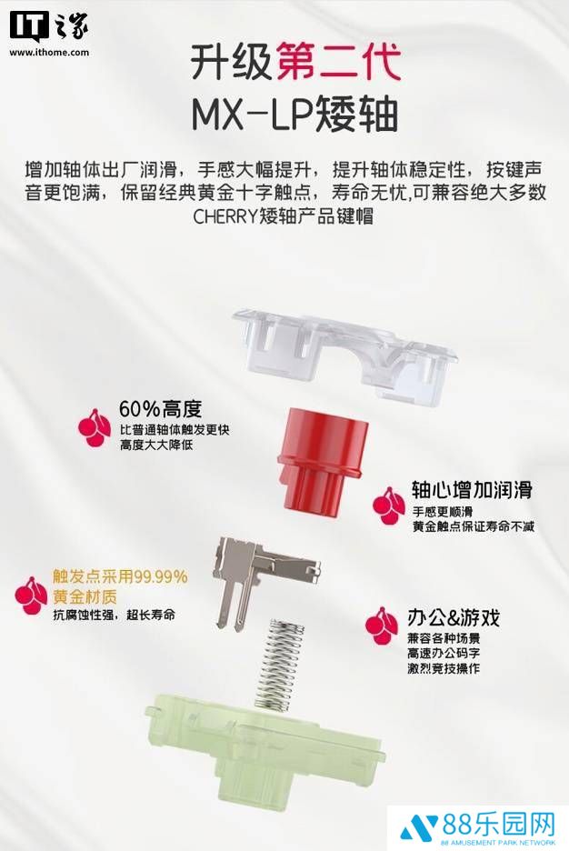 CHERRY樱桃KC 500 MX LP机械键盘新上市：矮轴设计，双版本可选