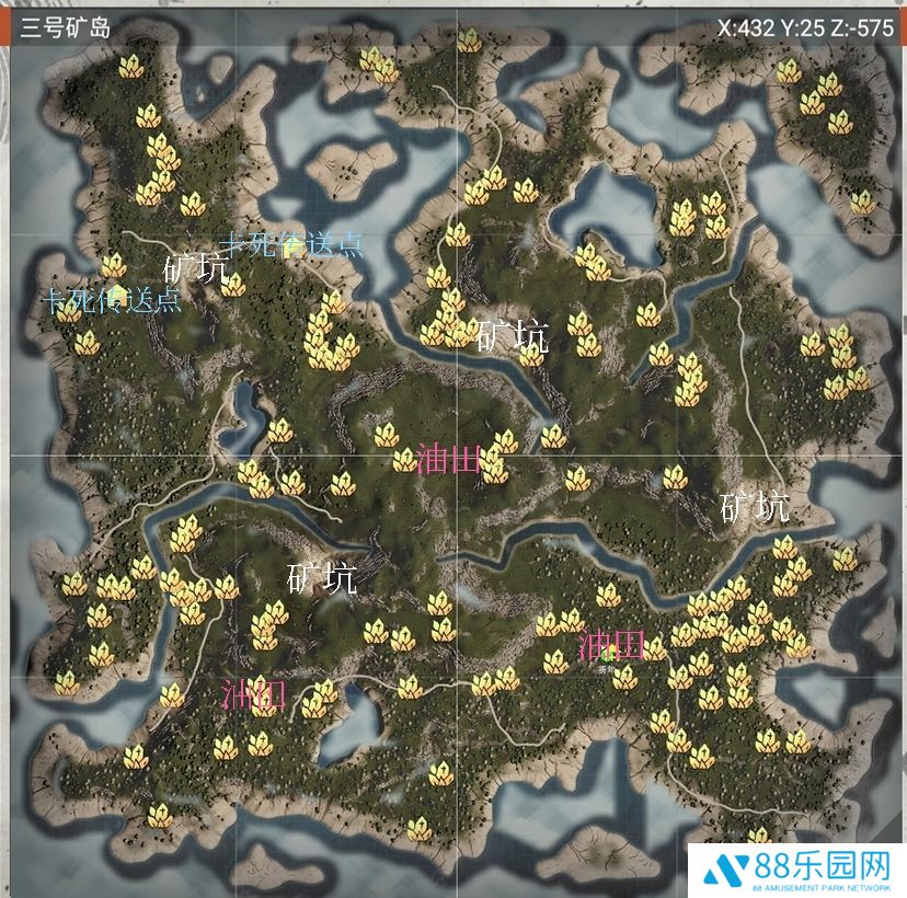 代号海文星三号矿岛完整地图 三号矿岛铁矿石分布具体位置标注